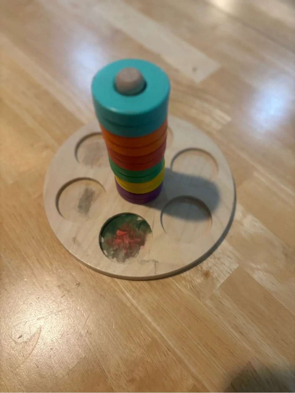 LOVEVERY Wooden Rainbow Stacking Ring Montessori Educational Toy
